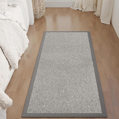 Washable Hallway Runner Rug 2x5 Jute Like Kitchen Runner Mat Rugs Non Slip, Woven Soft Entryway Farmhouse Runner Boho Floor Carpet for Indoor Laundry Hall Backdoor Bedroom Living Room, Grey