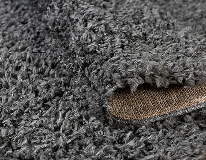 Unique Loom Davos Shag Collection Area Rug - Solid (5' 3" x 8' Oval, Peppercorn)