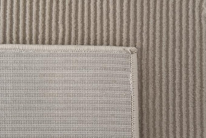 Revival Rugs Stripe 3'11"x6'1" Machine Washable Area Rug for Kitchen Bedroom - 100% Recycled Oeko-TEX Certified, Medium Pile, Taupe