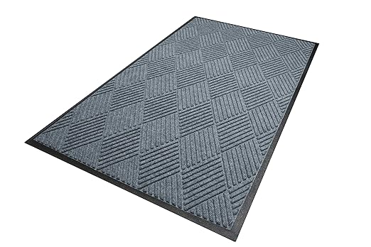 WaterHog Diamond | Commercial-Grade Entrance Mat with Rubber Border – Indoor/Outdoor, Quick Drying, Stain Resistant Door Mat (Bluestone, 4' x 10')