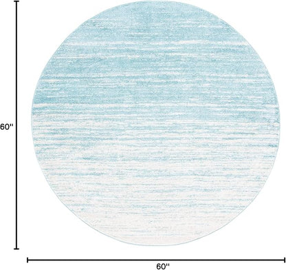 SAFAVIEH Adirondack Collection Area Rug - 5' Round, Aqua & Ivory, Modern Ombre Design, Non Shedding & Easy to Clean, Ideal for Living Room, Bedroom, Office, Dining Space (ADR113J)