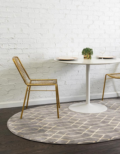 Unique Loom Marilyn Monroe Glam Collection Area Rug - Trellis (5' 3' x 8' Oval, Gray Gold/ Gold)