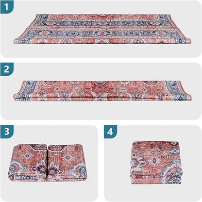 Dripex 9x12 Area Rugs - Stain Resistant Washable Rug Distressed Rugs for Living Room Dining Room Bedroom Anti-Slip Low-Pile and Soft Accent Rug Farmhouse Office Home Decor, Pet & Child Friendly