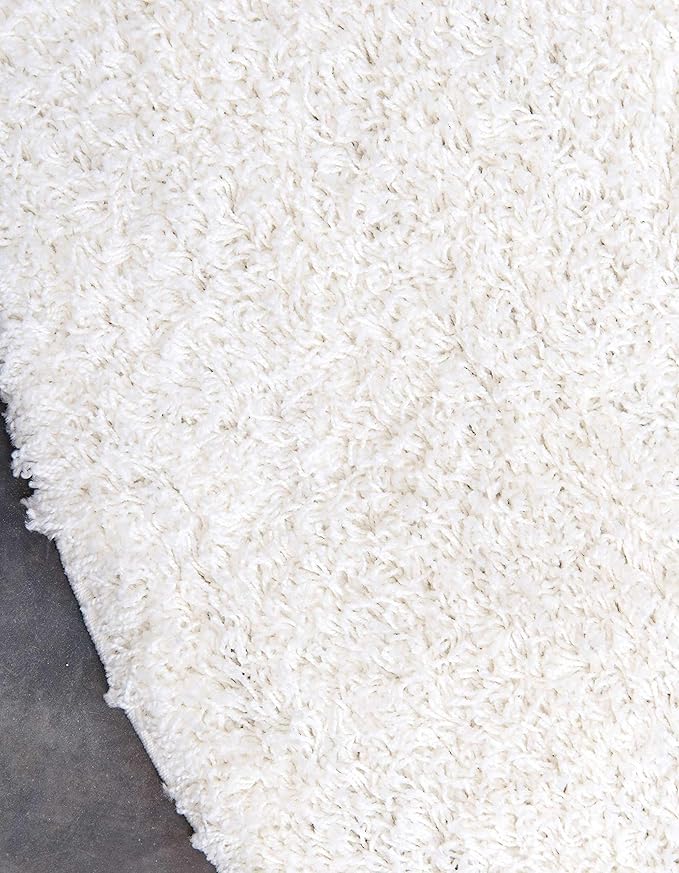 Unique Loom Solid Shag Collection Area Rug (8' Round, Snow White)