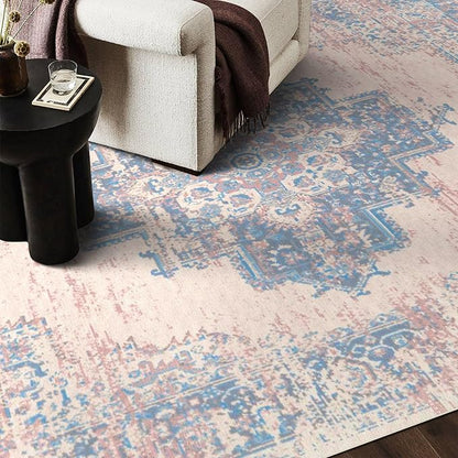 vivorug Runner Rug 2'x8' Machine Washable Non-Slip Runners for Hallways Kitchen Entryway Laundry Room Vintage-Inspired Carpet Hallway Runner Pink