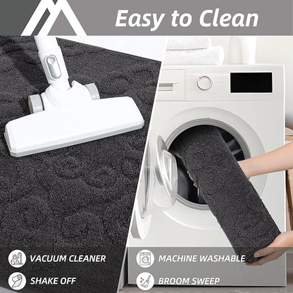 COSY HOMEER Door Mat 32”x48”,Absorbent Dirt Trapper Entryway Rugs,Non-Slip Welcome Mat,Washable Entry Rugs,Low Pile Doormat for Front Back Door,Wet Shoes & Paws,Dark Grey