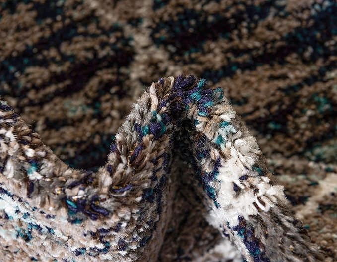 Unique Loom Trellis Frieze Collection Area Rug - Geometric (7' Round, Blue Multi/ Ivory)