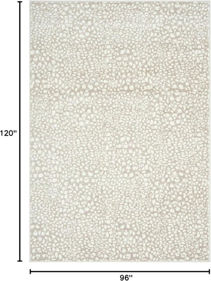 Abani Beige Cheetah Print 7'9"x10'2" Area Rug Rugs, Arto Collection - Contemporary Durable Accent Rug