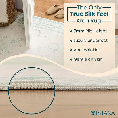 Istana 3x5 Area Rug - Green Modern Rugs for Living Room 3x5 - Foldable Rugs for Bedroom/Living Room Rug - Stain Resistant Washable Rug - Eco-Friendly Small Area Rugs