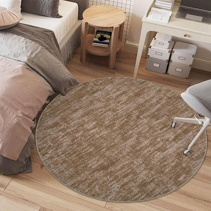 RUGSREAL Round Area Rug 3ft Solid Solor Rug for Entryway Washable Indoor Floor Carpet Contemporary Area Rug Modern Round Rug for Bedroom Living Room Kitchen Home Office, Taupe