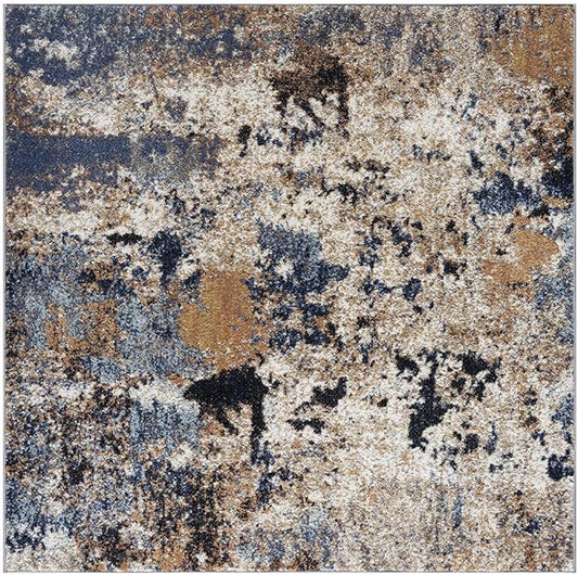 Keen Home Design Area Rugs - 5ft Round Non-Shedding, Abstract Rugs for Kitchen, Living Room, Bedroom, Dining Room, Entryway - Size: 5'3" Square, Multi