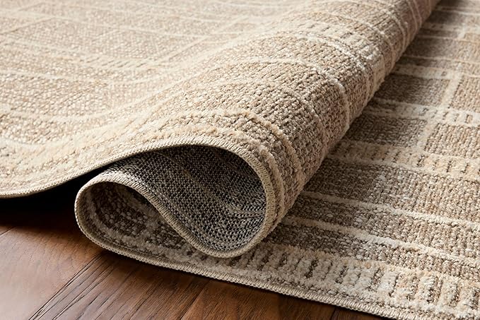 Loloi Amber Lewis Bexley Collection BEX-05 Mushroom/Natural 6'-6" x 9'-3" Area Rug Neutral, Textured, Living, Bedroom, Dining, Carpet