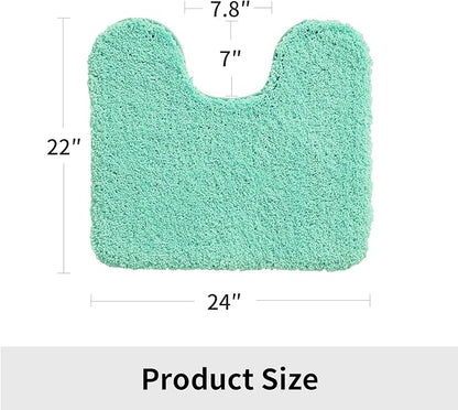 Toilet Rug 22x24 Spa Blue Non Slip Fluffy Toilet Floor Mat U Shaped Washable Bathroom Contour Rug for Toilet Absorbent Thick Toilet Carpet
