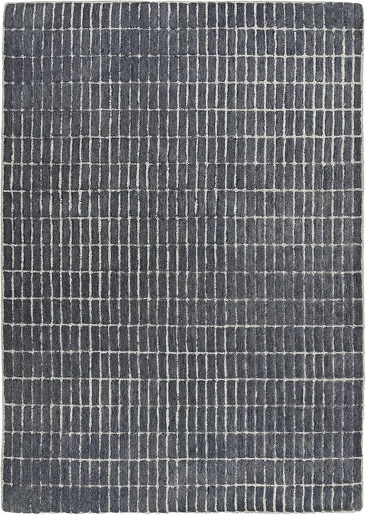 Hand-Tufted 100% Wool Area Rug – Unique Modern Geometric Grid Pattern, Soft Plush Textured Carpet for Living Room, Bedroom, Dining Room & Entryway (Smoke, 9' x 9' sq)