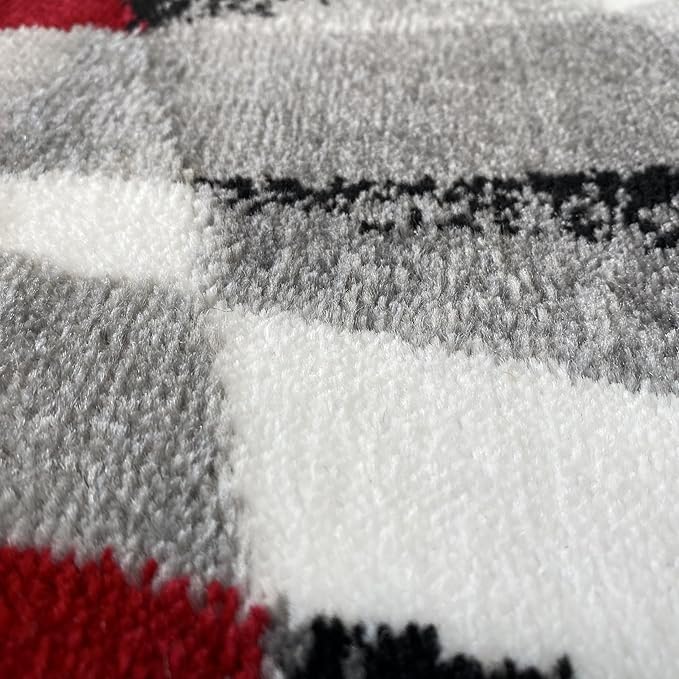Persian Area Rugs Swirls Modern Abstract Area Rug Carpet, 2' x 3', Black/Red/White