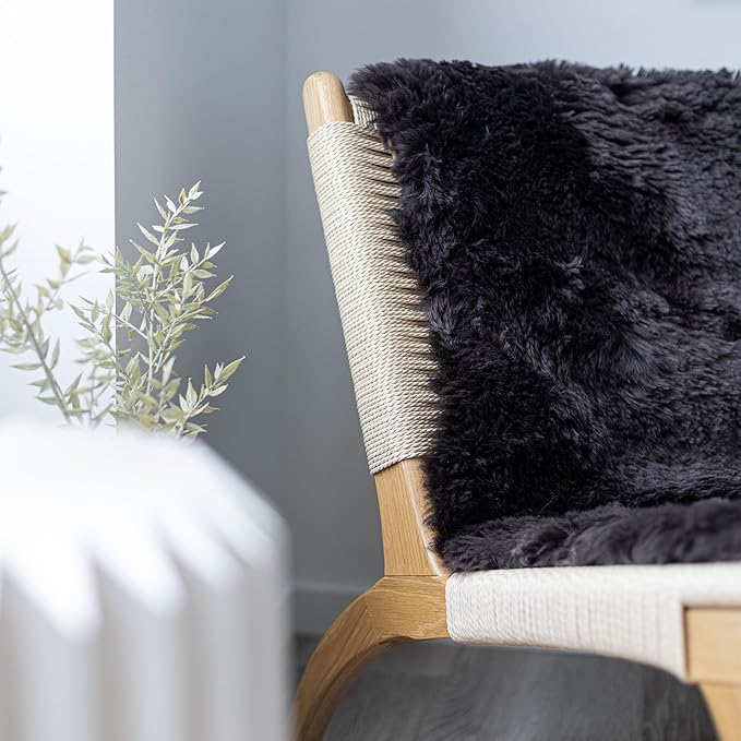 Real Sheepskin Rug 2x6 ft | Sheepskin Rugs for Living Room and Sofa | Bedside Rugs for Bedrooms | Large Fluffy Rug is Breathable & Heat-regulating in Color Chocolate