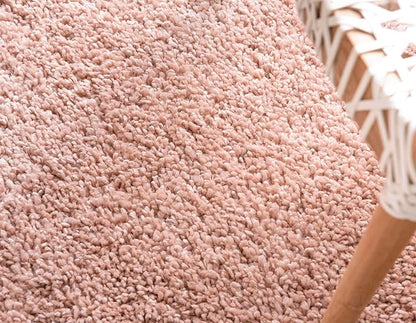 Unique Loom Davos Shag Collection Area Rug - Solid (4' 1" x 6' 1" Rectangle, Dusty Rose)