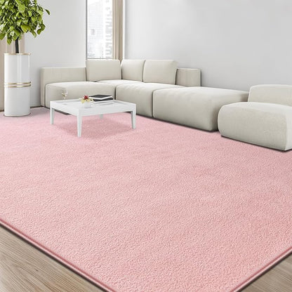 Large Area Rugs for Living Room Bedroom, 6x9 Feet Pink Rug, Minimalist Modern Shag Rug, Soft Thick Comfy Memory Foam Indoor Carpet, Non-Slip Washable Rug for Boys Girls Dorm Nursery Room Home Decor
