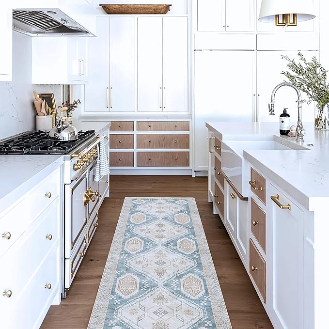 Washable Area Rug. Modern Farmhouse. Vintage. Turkish. Bohemian. Distressed. Oriental. Traditional. Rugs for Living Room. Dining. Bedroom. Office. Entryway. Foyer. (852CB, 2'5 x 9'8)