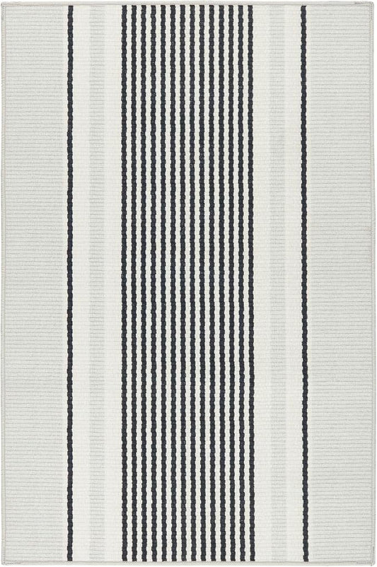 Dash & Albert Gunner Stripe Machine Washable Rug, 2.5 X 8 Feet, Grey Stripe Pattern