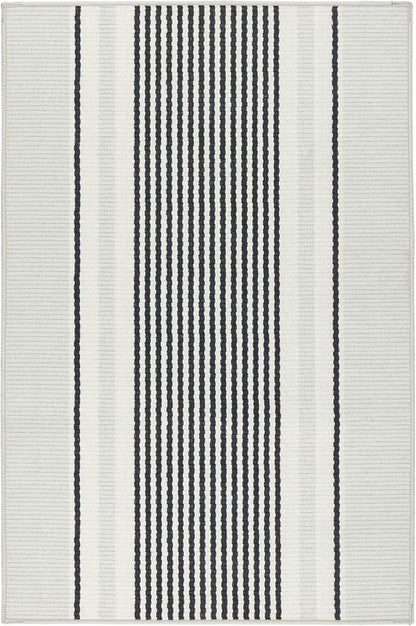 Dash & Albert Gunner Stripe Machine Washable Rug, 6 X 9 Feet, Grey Stripe Pattern