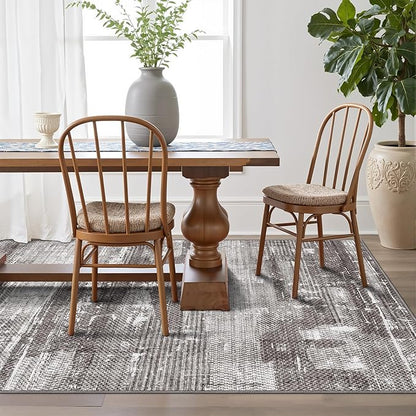 LUMI Washable Area Rug 8x10 for Living Room, Ultra Soft Stain Resistant Carpet with Non Slip Rubber Backing, Non-Shedding Low Pile Rugs for Bedroom, Dining Room, Indoor, Office