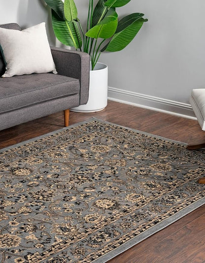 Rugs.com Yasmin Collection Rug – 9' x 12' Gray Medium Rug Perfect for Living Rooms, Large Dining Rooms, Open Floorplans