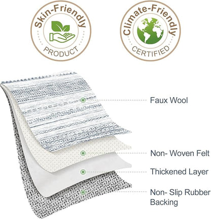 Nakagishi 5x7 Area Rugs Living Room: Washable Boho Large Neutral Soft Farmhouse Rug Stain Resistant Modern Indoor Floor Non-Slip Carpet for Bedroom Nursery Kids Playroom Office Dining Dorm-White Blue
