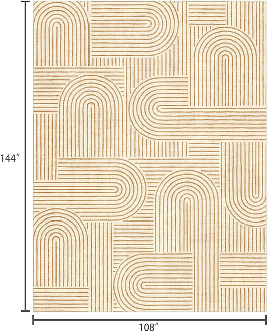 Area Rugs 9x12 Living Room - Large Washable Orange Boho Rugs for Bedroom Soft Abstract Rug Ultra-Thin Modern Rainbow Carpet Rug for Dining Room Nursery Room Home Decor