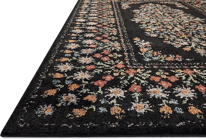 Loloi Rifle Paper Co. Laurel Collection LAU-02 Black 7'-10" x 10' Area Rug