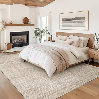 Valenrug Washable Rugs 5x7 - Non Slip 5x7 Area Rugs for Living Room, Stain Resistant Area Rugs for Bedroom, Foldable Machine Washable Area Rug(5'x7', Brown)