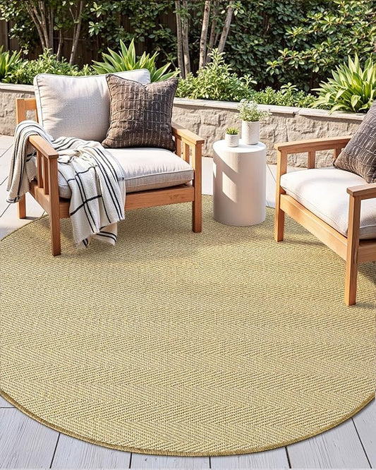 DEXI Round Sisal Rug Natural Fiber 4x4, Braided Woven Area Rugs No Shed, Soft Neutral Rustic Carpet Mat for Indoor Outdoor Patio Dining Living Room Bedroom Farmhouse, 4ft, Natural