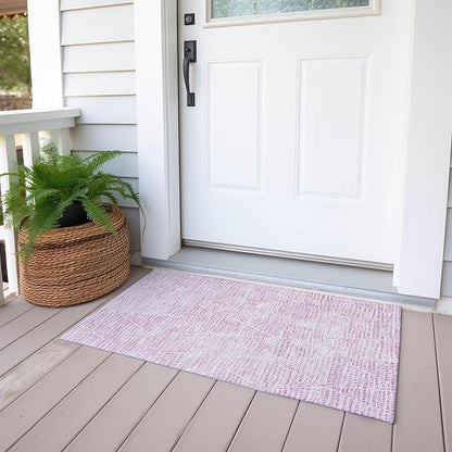 Addison Rugs Chantille ACN591 Pink 1'8" x 2'6" Indoor Outdoor Area Rug, Easy Clean, Machine Washable, Non Shedding, Bedroom, Living Room, Dining Room, Kitchen, Patio Rug