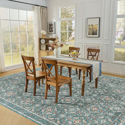 WITSHOCK Living Room Area Rugs 12x15: Soft Non-Slip Backing Washable Rugs Vintage Large Carpet for Bedroom Office Dining Room Kitchen Stain Resistant Home Decor Rug