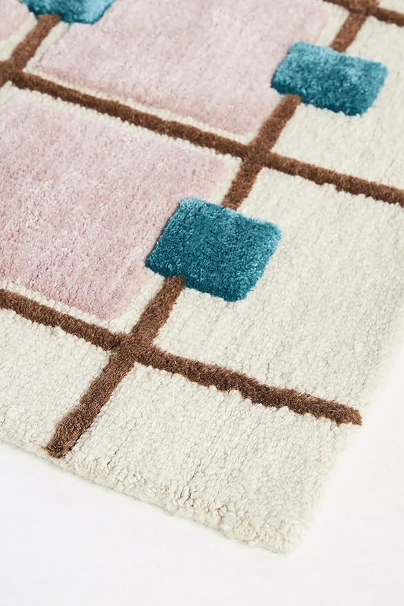 Greer Wool Area Rug - Chic Hand-Tufted Mauve, Blue, and Beige Design for Stylish Home Decor (2.5x10 Ft)