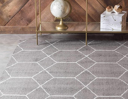Unique Loom Trellis Frieze Collection Area Rug - Geometric (3' 3" x 5' 3", Dark Gray/ Ivory)
