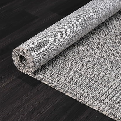 Beverly Rug Indoor Outdoor Rug 10x14, Washable Outside Carpet for Patio, Deck, Porch, Solid Modern Area Rug, Water Resistant, Silver Gray