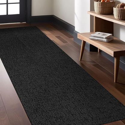 Easy Jute Rugs 2x7 Dark Gray Color Living Room Indoor Outdoor Runner Rug for Farmhouse Patio and Kitchen Rug High Traffic Washable Easy to Clean Solid Woven Design Outside Carpet (2 x 7)
