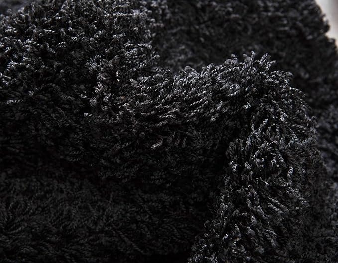 Unique Loom Solid Shag Collection Area Rug (7' 10" Round, Jet Black)