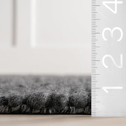 Nuloom Penelope Charcoal, 2'6" x 8', Hand-Braided, Wool & Cotton, Soft and Textured, High Traffic, Stain Resistant, Easy Clean, Durable Runner for Bedroom, Living Room, Dining, Foyer, Entryway