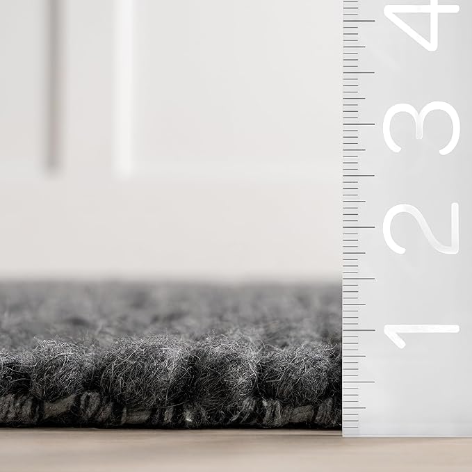 Nuloom Penelope Charcoal, 6' x 9', Hand-Braided, Wool & Cotton, Soft and Textured, High Traffic, Stain Resistant, Easy Clean, Durable Area Rug for Bedroom, Living Room, Dining, Foyer, Entryway