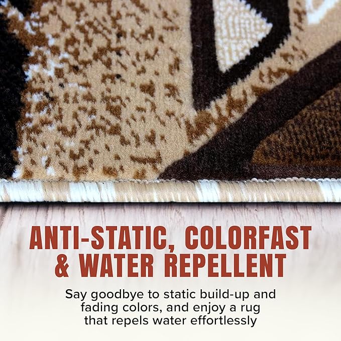 YHSF South West Native American Area Rug C318 - Easy Clean, Thick, Soft, Durable Native Tribal American Indian Inspired Rug for Bedroom/Living Room and More - Ivory, 5 ft 11 in x 8 ft 6 in