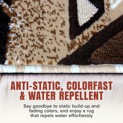 YHSF South West Native American Area Rug C318 - Easy Clean, Thick, Soft, Durable Native Tribal American Indian Inspired Rug for Bedroom/Living Room and More - Ivory, 5 Feet x 7 Feet