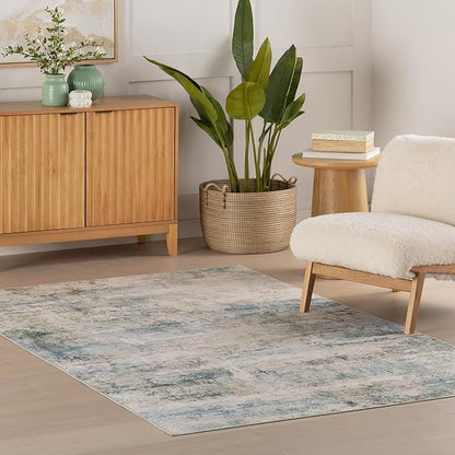 Dash & Albert Blaire Mineral Machine Washable Rug, 6 X 9 Feet, Multicolored/Blue Graphic Pattern