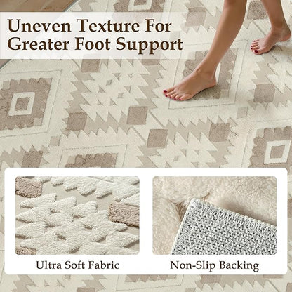 Ivory Brown 6x9 Area Rug Washable Living Room Moroccan Shag Carpet Non Slip Soft Neutral Boho Plush Pile Large Throw Rug for Office Bedroom Dining Room Playroom