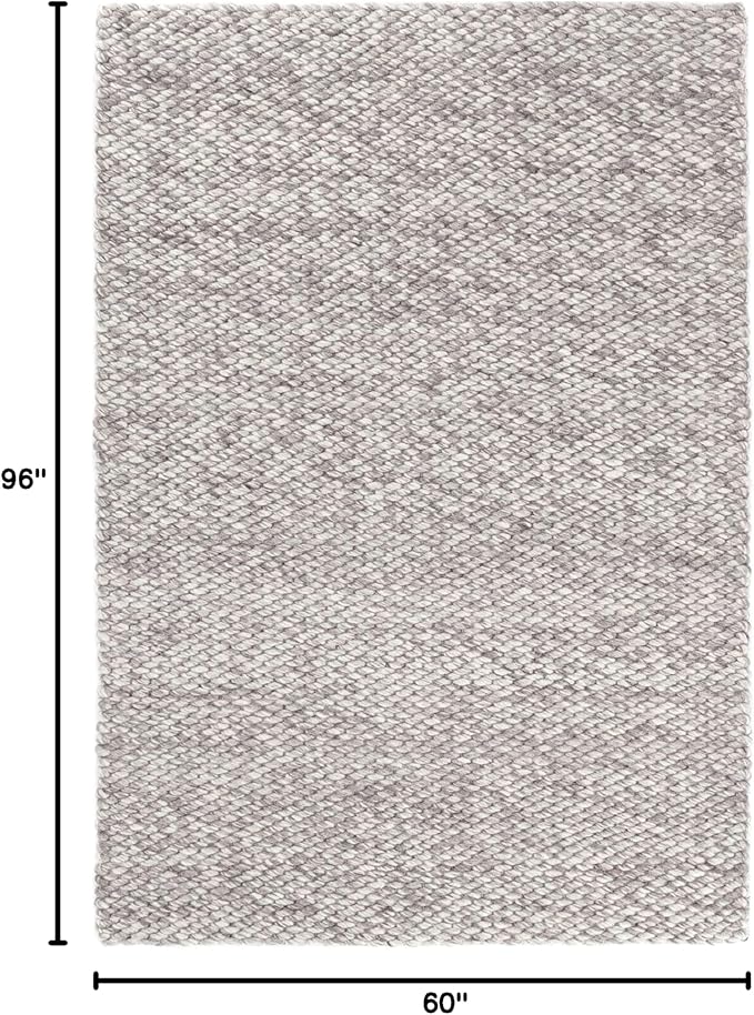 Dash and Albert Loggia Grey Handwoven Wool Rug, 5 X 8 Feet, Grey Solid Pattern - Premium Luxury Hotel Quality Soft Breathable Hypoallergenic Machine Washable Easy Care All Season Comfortable