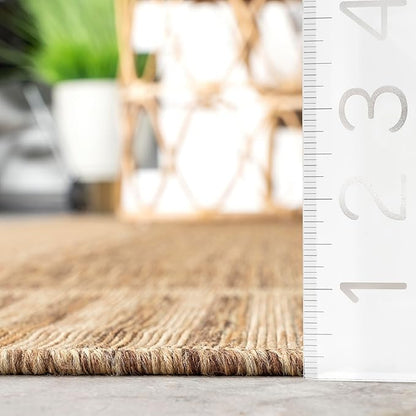Nuloom Asha Light Brown/Ivory, 10' x 13', Casual, Striped Border, Soft and Cozy, High Traffic, Stain Resistant, Easy Clean, Durable Area Rug for Indoor/Outdoor Patio, Deck, Porch, Garden, Courtyard