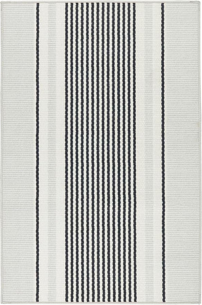 Dash & Albert Gunner Stripe Machine Washable Rug, 7.5 X 9.5 Feet, Grey Stripe Pattern - Premium Luxury Hotel Quality Soft Breathable Hypoallergenic Machine Washable Easy Care All Season Comfortable