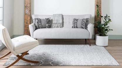 Rugs.com Lattice Trellis Collection Rug – 6' x 9' Gray Low-Pile Rug Perfect for Living Rooms, Large Dining Rooms, Open Floorplans