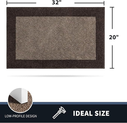 PURRUGS Dirt Trapping Door Mat 20" x 32", Non-Slip/Skid Machine Washable Entryway Rug, Shoes Scraper, Throw Rug, Super Absorbent Area Rug for Muddy Wet Shoes and Paws, Grayish Brown & Coffee